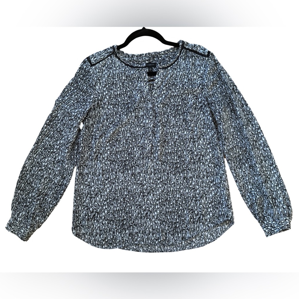 Talbots Long Sleeve Vneck Lace Blouse Top XS